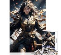 Puzzle da 1000 pezzi per adolescenti donna guerriera fantasy in armatura dorata decorazione per la casa giocattoli opere d'arte regali giochi divertenti allena il cervello e le mani dimensioni 50x75cm