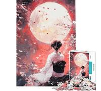 Puzzle da 1000 pezzi per adolescenti donna in kimono sotto la luna piena puzzle per adulti giocattolo fai da te ideale per passare il tempo durante le vacanze compleanni e altre