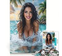 Puzzle da 1000 pezzi per adolescenti: Donna tra le onde dell'oceano tropicale gioco pratico divertente e spiritoso regalo per amici e familiari 38x52cm