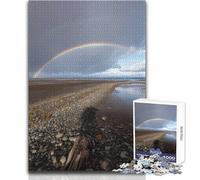 Puzzle da 1000 pezzi per adolescenti Doppio arcobaleno su paesaggio costiero Rilassante Tempo libero Preciso Incastro Precisione Giocattolo Dimensioni 38x52cm