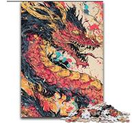Puzzle da 1000 pezzi per adolescenti, drago acquerello, antistress con pezzi completamente incastrati di forma casuale per ragazzi dai 14 anni in su dimensioni 50x75cm