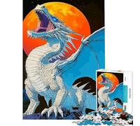 Puzzle da 1000 pezzi per adolescenti: Drago Bianco che Rugge alla Luna Difficile e stimolante ma divertente e spiritoso Giocattolo decorativo da parete Adatto a partire dai 14 anni (38x26cm)