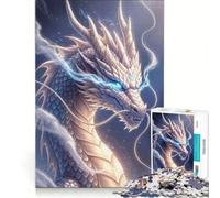 Puzzle da 1000 pezzi per adolescenti: Drago bianco dagli occhi blu gioco rilassante antistress intellettuale regalo di compleanno e unico 38x52cm