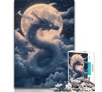 Puzzle da 1000 pezzi per adolescenti Drago bianco etereo tra le nuvole sotto la luna Giocattolo Gioco intellettuale Decorazione per la casa Giocattolo Decorazione da parete (dimensioni 50x75cm)