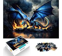 Puzzle da 1000 pezzi per adolescenti Drago blu nel fuoco per il giocattolo di sfida del gioco educativo offerte come regali per tutta la famiglia 52x38cm