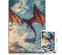Puzzle da 1000 pezzi per adolescenti Drago che vola attraverso il cielo nuvoloso Giochi educativi ma regalo divertente e umoristico per compleanni Dimensioni 50x75cm