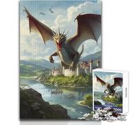 Puzzle da 1000 pezzi per adolescenti Drago che vola sopra il castello Accogliente e rilassante Divertimento per il tempo libero Vestibilità perfetta Alta precisione Dimensioni giocattolo 38x52cm