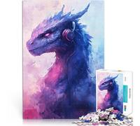 Puzzle da 1000 pezzi per adolescenti Drago con le cuffie Giocattolo educativo intellettuale decomprimente Regalo di opere d'arte 38x26cm