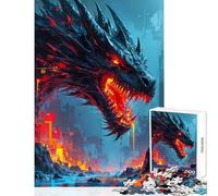 Puzzle da 1000 pezzi per adolescenti Drago di fuoco Arte digitale Decorazione per la casa Giocattoli Opere d'arte Regalo Giochi divertenti Allena il tuo cervello e le tue mani Dimensioni 50x75cm