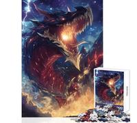 Puzzle da 1000 pezzi per adolescenti Drago di fuoco nel cielo notturno Giocattoli antistress Regali di compleanno Gioco educativo Ogni pezzo è unico - dimensioni 38x52cm