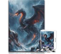 Puzzle da 1000 pezzi per adolescenti Drago di fuoco nelle montagne innevate Giocattolo Gioco intellettuale Migliora la memoria Regalo di compleanno Dimensioni 50x75cm