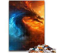 Puzzle da 1000 pezzi per adolescenti Drago di ghiaccio e fuoco, per 14+ anni, gioco impegnativo come regalo per tutta la famiglia e gli amici 50X75CM