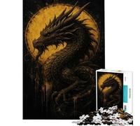 Puzzle da 1000 pezzi per adolescenti drago dorato con sfondo di sole puzzle per adulti giochi divertenti decorazione murale stimola l'esercizio mentale (dimensioni 38x26cm)