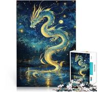 Puzzle da 1000 pezzi per adolescenti Drago d'oro sotto le stelle Gioco di famiglia antistress sfida difficile Migliorare la memoria 38x26cm