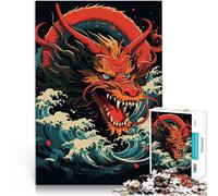 Puzzle da 1000 pezzi per adolescenti Drago giapponese e onde Giochi educativi Decorazione della casa Migliorare l'amore tra le coppie 52x38cm