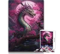 Puzzle da 1000 pezzi per adolescenti, drago giapponese Sakura, perfetto per serate rilassanti, giocattolo da gioco con taglio di precisione, dimensioni 38x26cm
