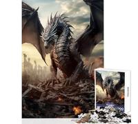 Puzzle da 1000 pezzi per adolescenti Drago in città distrutta Giocattolo Decorazione da parete Regali di compleanno Giochi rilassanti Allena il tuo cervello e le tue mani Dimensioni 38x52cm