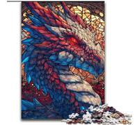 Puzzle da 1000 pezzi per adolescenti, drago in vetro colorato, giocattolo educativo intellettuale decomprimente, ideale come regalo per tutta la famiglia dimensioni 26x38cm