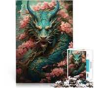 Puzzle da 1000 pezzi per adolescenti Drago nel giardino rosso Per il divertimento in famiglia Regalo di compleanno, regali, arte murale 50x70cm