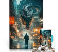 Puzzle da 1000 pezzi per adolescenti Drago nella città asiatica giochi divertenti per famiglie Migliorare l'amore tra le coppie 52x38cm