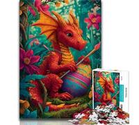 Puzzle da 1000 pezzi per adolescenti Drago rosso e uovo di Pasqua 1000 pezzi per adolescenti antistress sfida difficile regali di Babbo Natale segreto 75x50cm