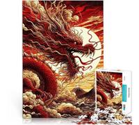 Puzzle da 1000 pezzi per adolescenti Drago rosso sopra la montagna sfida educativa con pezzi completamente interconnessi di forma casuale 38x26cm