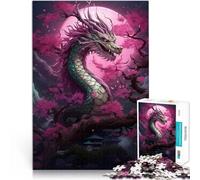 Puzzle da 1000 pezzi per adolescenti Drago Sakura giapponese Per il divertimento in famiglia con poster abbinato e foglio di quiz 75x50cm