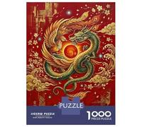 Puzzle Da 1000 Pezzi Per Adolescenti Dragon And Phoenix with Sun And Torii Gate Puzzle Per Adulti Giochi Rilassanti Migliorano La Memoria Regali Antistress 52x38cm/1000pcs
