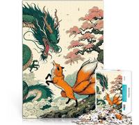 Puzzle da 1000 pezzi per adolescenti Dragon vs Kitsune Anime giapponese Giocattoli da gioco Regalo di compleanno, regali, arte murale 38x26cm