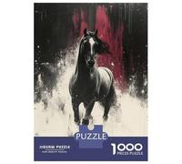 Puzzle Da 1000 Pezzi Per Adolescenti Dramatic Horse Portrait with Abstract Background Puzzle Per Adulti Giochi Per Famiglie Regalo Di Compleanno Aiuta Ad Allenare Il Cervello 70x50cm/1000pcs
