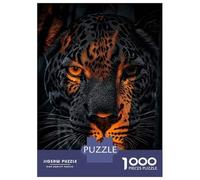 Puzzle Da 1000 Pezzi Per Adolescenti Dramatic Leopard Portrait with Orange Highlights Puzzle Per Adulti Gioco Rompicapo Difficile Divertente Attività A Casa 52x38cm/1000pcs