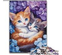 Puzzle da 1000 pezzi per adolescenti, due gatti che si coccolano, giocattoli, giochi educativi, antistress, decorazioni per la casa uniche e regali (dimensioni 26x38cm)