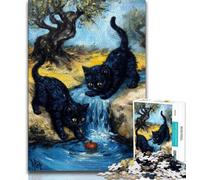 Puzzle da 1000 pezzi per adolescenti Due gatti neri Puzzle per adulti Adolescenti 1000 pezzi antistress Sfida difficile Migliora l'amore tra coppie (50x75cm)