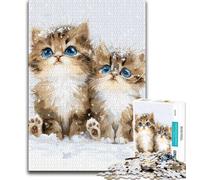 Puzzle da 1000 pezzi per adolescenti due gattini puzzle per adolescenti regalo divertente e attività per la casa giocattolo per i giorni di pioggia 75x50cm