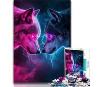 Puzzle da 1000 pezzi per adolescenti Due lupi Puzzle per adulti, sfida di intelligenza cerebrale Giocattoli avvincenti per la decorazione della casa (dimensioni 75x50cm)
