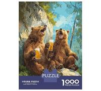 Puzzle da 1000 pezzi per adolescenti, due orsi che bevono birra, puzzle per adulti, gioco di pensiero difficile, regalo di compleanno unico, 38 x 26 cm, 1000 pezzi