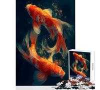 Puzzle da 1000 pezzi per adolescenti due pesci koi che nuotano nell'acqua scura giocattolo decorazione da parete regali di compleanno gioco educativo aiuta a esercitare il cervello dimensioni 50x75cm