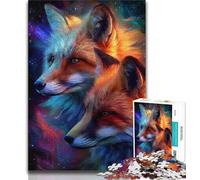 Puzzle da 1000 pezzi per adolescenti, due puzzle per adulti a forma di volpe, antistress, sfida difficile, adatti per la decorazione della scrivania (dimensioni 38x26cm)
