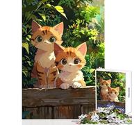 Puzzle da 1000 pezzi per adolescenti due simpatici gatti in un giardino decorazione per la casa giocattoli regali per donne e uomini gioco educativo per migliorare l'amore tra coppie 38x26cm