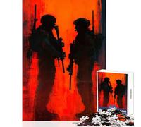 Puzzle da 1000 pezzi per adolescenti due soldati in rosso e nero giocattolo decorazione da parete opera d'arte regalo giochi rilassanti con pezzi completamente interconnessi di forma casuale 38x26cm