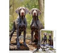 Puzzle da 1000 pezzi per adolescenti due Weimaraner decorazione per la casa giocattoli opere d'arte regali giochi divertenti allena il cervello e le mani dimensioni 38x26cm