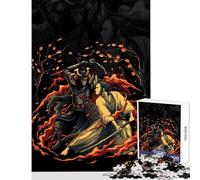 Puzzle da 1000 pezzi per adolescenti duello di samurai in un paesaggio infuocato giocattoli antistress idee regalo gioco per famiglie allena il cervello e le mani dimensioni 38x26cm