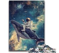 Puzzle da 1000 pezzi per adolescenti e adulti, Astronauta che cavalca una balena, puzzle per adulti, impegnativo e difficile, ideale come regalo per tutta la famiglia, 38x26cm