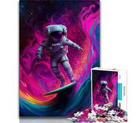 Puzzle da 1000 pezzi per adolescenti e adulti, astronauta che fa surf nello spazio, sfida difficile antistress, ideale come regalo per tutta la famiglia (38x26cm)