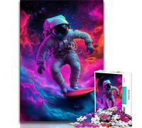 Puzzle da 1000 pezzi per adolescenti e adulti astronauta che fa surf puzzle per adolescenti regalo divertente e attività per la casa giocattolo per i giorni di pioggia 38x26cm
