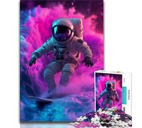 Puzzle da 1000 pezzi per adolescenti e adulti astronauta che fa surf puzzle per adolescenti regalo divertente e attività per la casa giocattolo per i giorni di pioggia 75x50cm