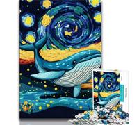 Puzzle da 1000 pezzi per adolescenti e adulti, balene nel cielo notturno, gioco stimolante e gioco educativo per famiglie, per compleanni e Natale, 38x26cm