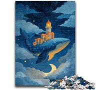 Puzzle da 1000 pezzi per adolescenti e adulti, balene tra le nuvole, antistress, per ammazzare il tempo durante le vacanze, lista dei desideri con Babbo Natale, 50x75cm