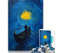 Puzzle da 1000 pezzi per adolescenti e adulti, barca sotto il cielo notturno, difficile da completare ma divertente e umoristico, compleanni e feste, 38x26cm