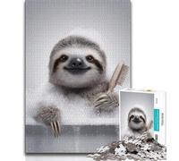 Puzzle da 1000 pezzi per adolescenti e adulti Bradipo che fa il bagno puzzle per adolescenti regalo divertente e attività per la casa giocattolo per i giorni di pioggia 38x26cm